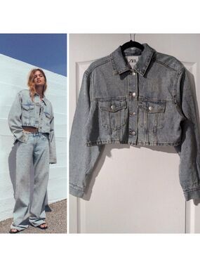 NEW! Zara | Crop Denim Jewel Jacket